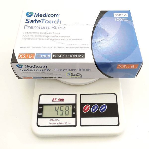 Нитриловые перчатки Medicom, плотность 5 г. - SafeTouch&nbsp;Premium Black - Чёрные (100 шт) XS (5-6) 001752 фото