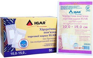 Хірургічна пов&rsquo;язка IGAR Прозора (на поліуретановій основі) 15 &times; 10 см 004218 фото