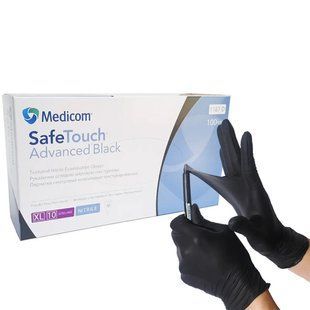 Нитриловые перчатки Medicom, плотность 5 г. - SafeTouch&nbsp;Premium Black - Чёрные (100 шт) XL (9-10) 001460 фото