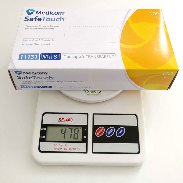 Перчатки виниловые Medicom, плотность 4.3 г. - Прозрачные (100 шт) 001324 фото