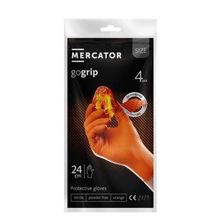 Перчатки нитриловые Супер крепкие Powergrip Mercator Medical, плотность 8.5 г. - оранжевые M (7-8) (4 шт/2 пары) 005554 фото