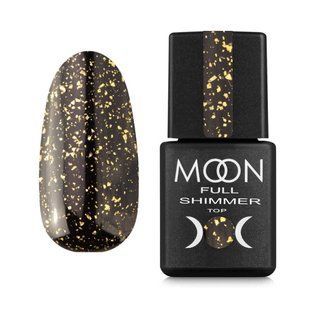 Топ для гель-лака без липкого слоя Moon Full Top Shimmer Gold 1020 с золотой поталью 8 мл 004077 фото