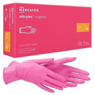 Нитриловые перчатки Nitrylex&reg; Magenta, плотность 3.5 г. - розовые (100 шт) 002308 фото