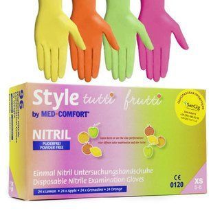 Цветные однорaзовые нитриловые перчатки Style (96 шт) (желтый, салатовый, оранжевый, розовый) 001353 фото