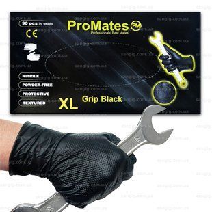 Супер прочные нитриловые перчатки ProMates, плотность 9 г. - черные 90, XL (9-10) 002832 фото