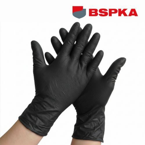 Нитриловые перчатки BSPKA Крепкий Хват &ndash; Черные (100 шт) M (7-8) 005562 фото