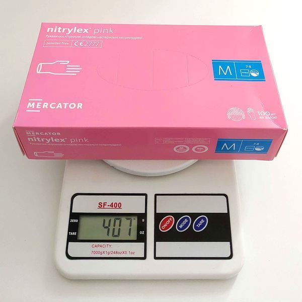 Нитриловые перчатки Nitrylex&reg; Pink, плотность 3.5 г. - розовые (100 шт) M (7-8), Розовый 000341 фото