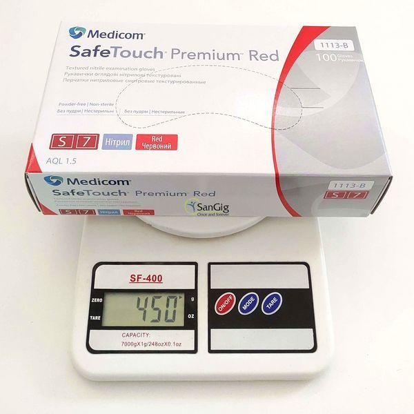 Нитриловые перчатки Medicom SafeTouch&nbsp;Advanced Red, плотность 4 г. - красные (100 шт) S (6-7) 001289 фото