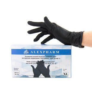 Нітрилові рукавички Alexpharm, щільність 3.4 г. &mdash; чорні (100 шт.) XL (9-10) 003031 фото